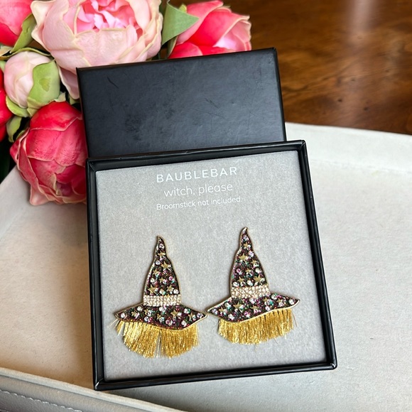 BAUBLEBAR Witch Hat Broomstick Fringe Star Earrings Halloween - Picture 1 of 4